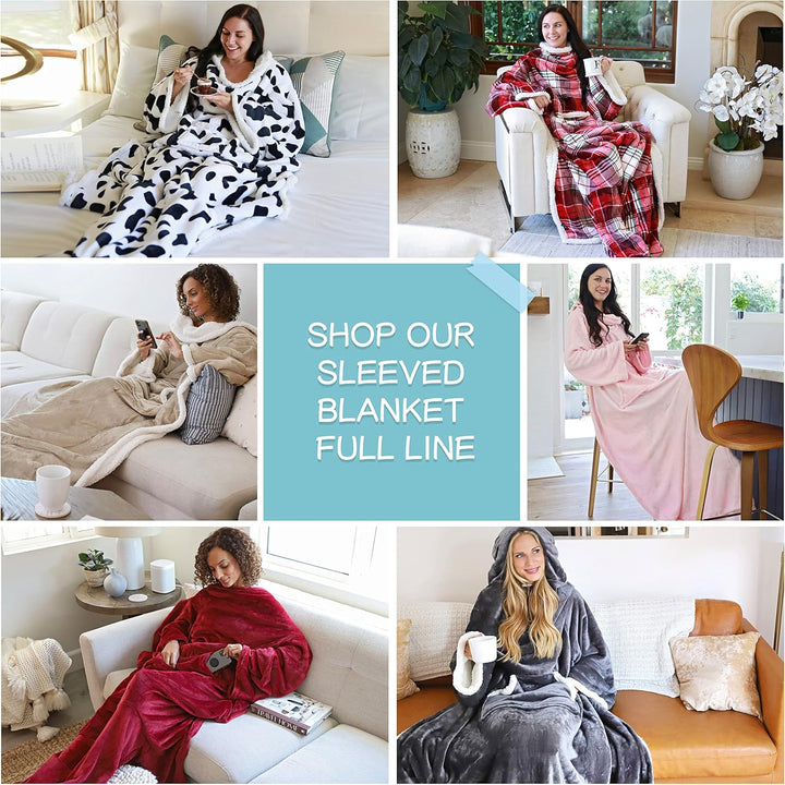 Catalonia Classy Decke mit Ärmeln und Kapuze als Geschenk für Frauen Herren, Flauschig Fleece Kusche
