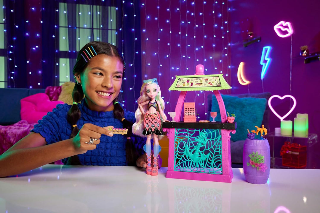Monster High Puppe und Spielset, Lagoona Blue Scare-adise Island Snack Shack Shack mit Lebensmittelz