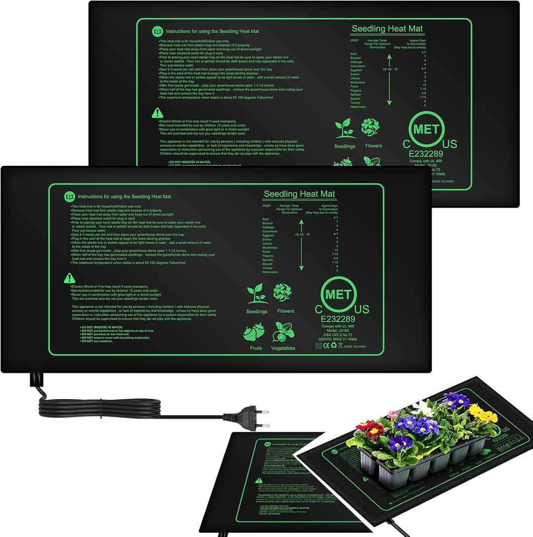2 Stücke Heizmatte Pflanzen, Heizmatte Mit Thermostat, Wärmematte Für Sämling Germination Und Hausti