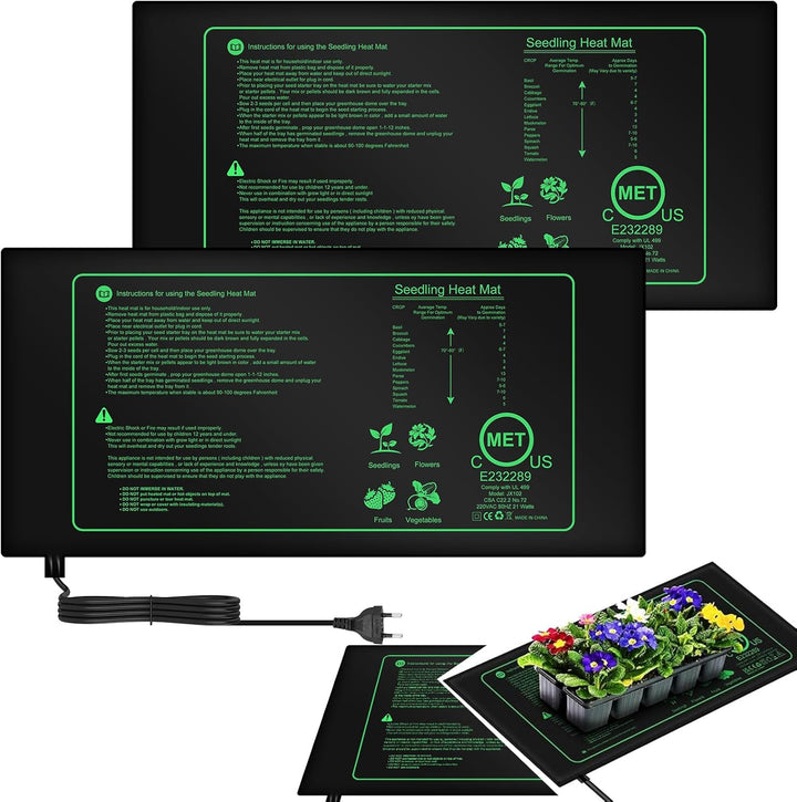 2 Stücke Heizmatte Pflanzen, Heizmatte Mit Thermostat, Wärmematte Für Sämling Germination Und Hausti