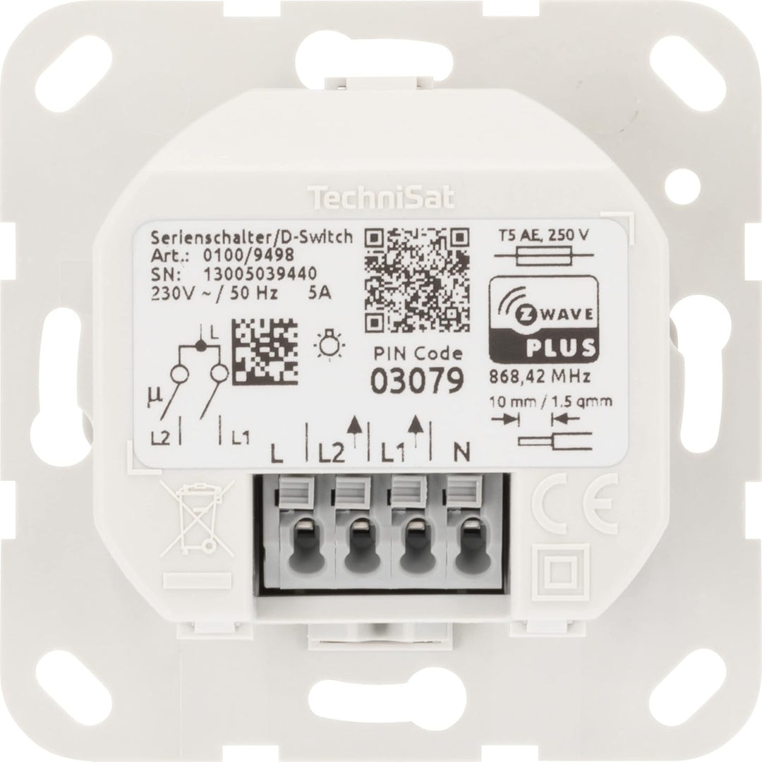 TechniSat Smart Home Serienschalter-Einsatz (Unterputzdose, Z-Wave Plus, smarte Licht-Steuerung per