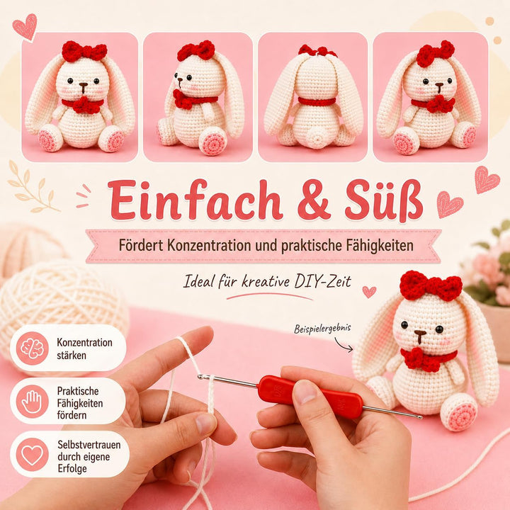 Boriad Häckel Kit für Anfänger,Häkelset mit Schritt-für-Schritt-Videoanleitungen in deutscher Sprach
