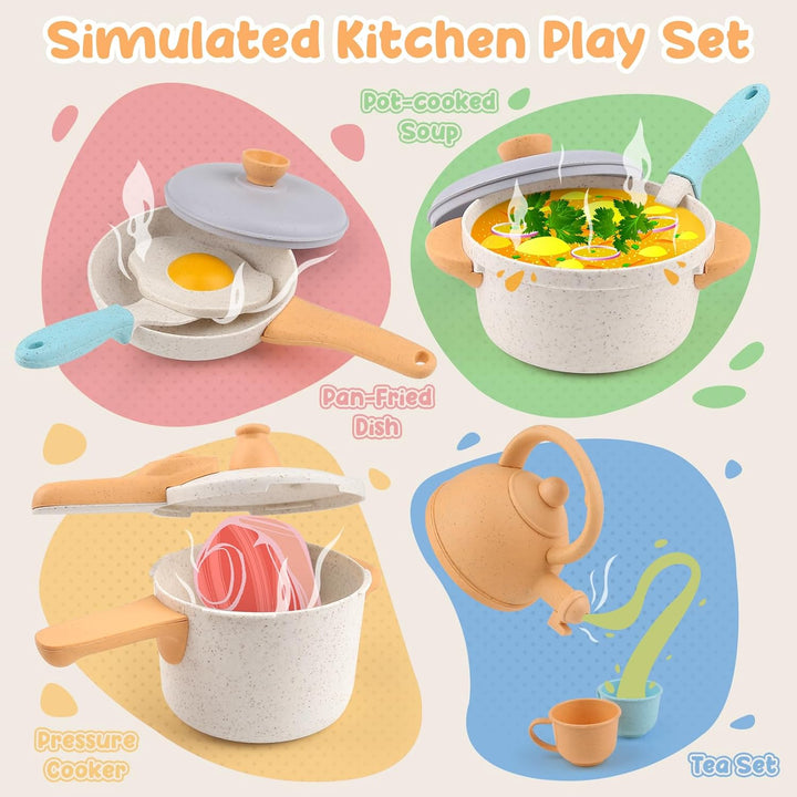 Dreamon Matschküche Zubehör Outdoor Kinderküche Spielküche Zubehör Kinder Töpfe Und Pan Set 31PCS Kü
