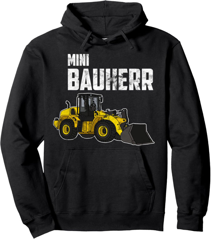 Mini Bauherr Bagger Geschenk Kinder Radlader Baustelle Pullover Hoodie