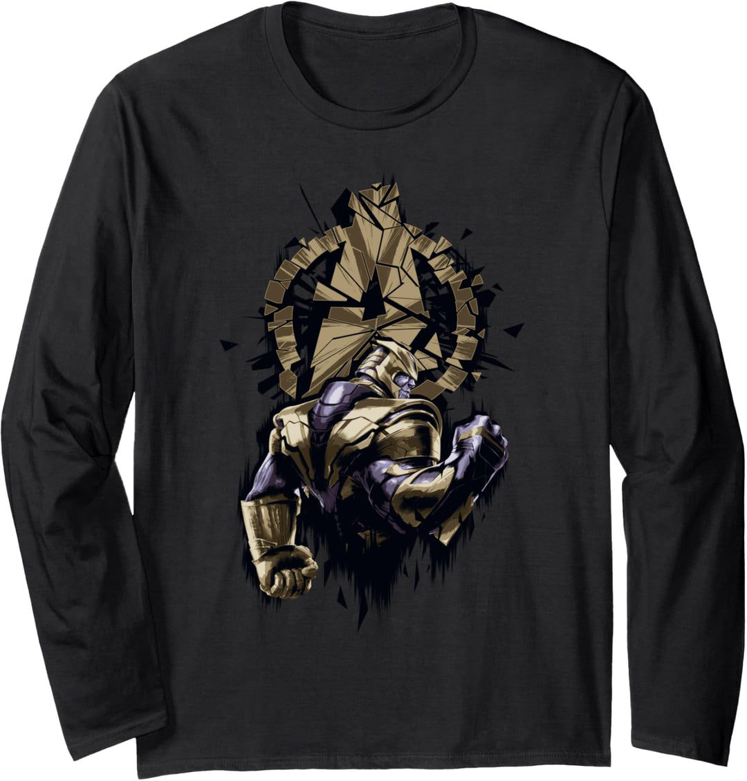 Marvel Avengers: Infinity War Thanos Shattered Logo Portrait Langarmshirt