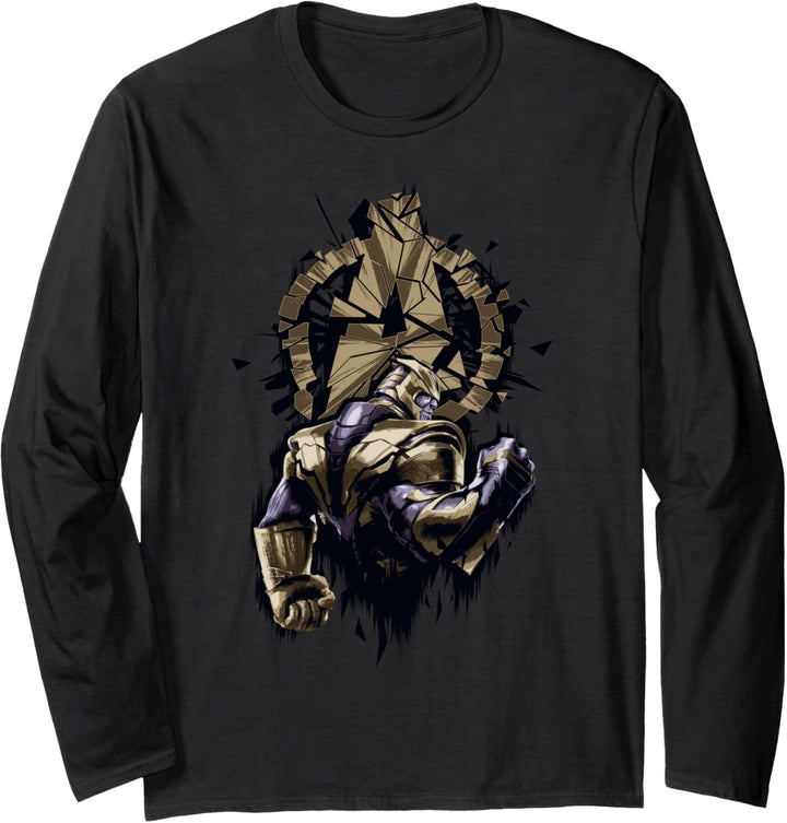 Marvel Avengers: Infinity War Thanos Shattered Logo Portrait Langarmshirt