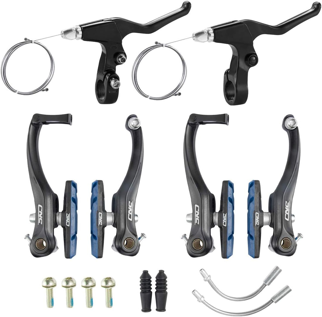 CNC Fahrrad V Bremse,Fahrrad V-Brake,Aluminium Fahrrad Bremsen Set 2 Paare/Schwarz/Blau-Bar-70mm, 2