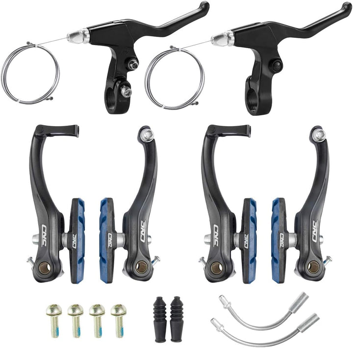 CNC Fahrrad V Bremse,Fahrrad V-Brake,Aluminium Fahrrad Bremsen Set 2 Paare/Schwarz/Blau-Bar-70mm, 2