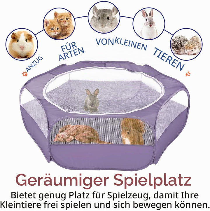 Pawaboo Kleintiere Freigehege, Wasserdicht Faltbar Kaninchen Freilaufgehege für Hasen Hühner Kätzche