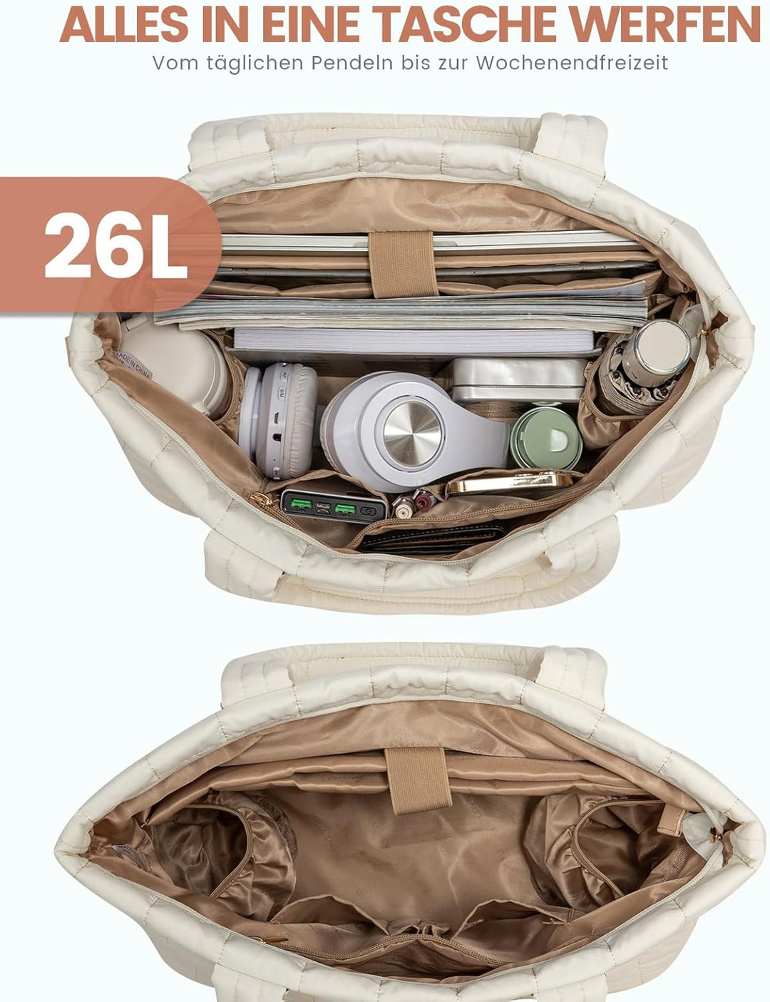 LOVEVOOK Laptop Handtasche Damen Gross，Puffer Laptoptasche 15,6 Zoll，Arbeitstasche Shopper Tasche Sc
