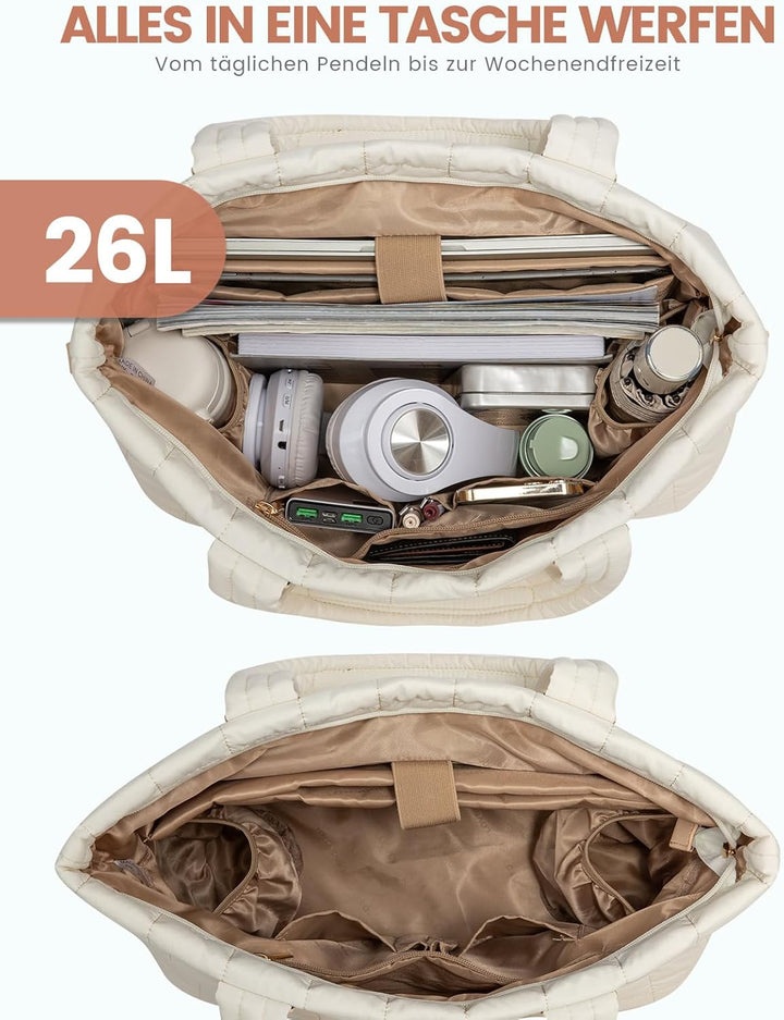LOVEVOOK Laptop Handtasche Damen Gross，Puffer Laptoptasche 15,6 Zoll，Arbeitstasche Shopper Tasche Sc