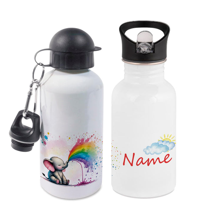 Trinkflasche mit Name/wahlweise 400ml, 500ml oder 600ml + Schriftwahl für Name + Edelstahl oder Alum