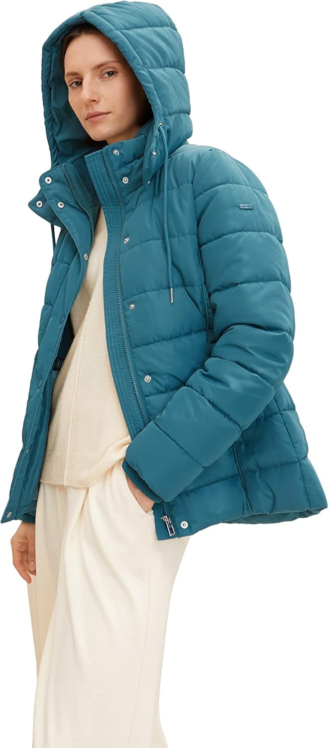 TOM TAILOR Damen 1032480 Winterjacke mit Kapuze (1er Pack) XS 13222 - Pastel Teal, XS 13222 - Pastel