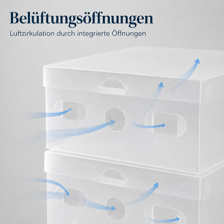 20 Stück Transparent Schuhbox Organizer Stapelbar Schuhaufbewahrung Klappbar Schuhboxen Kunststoff S