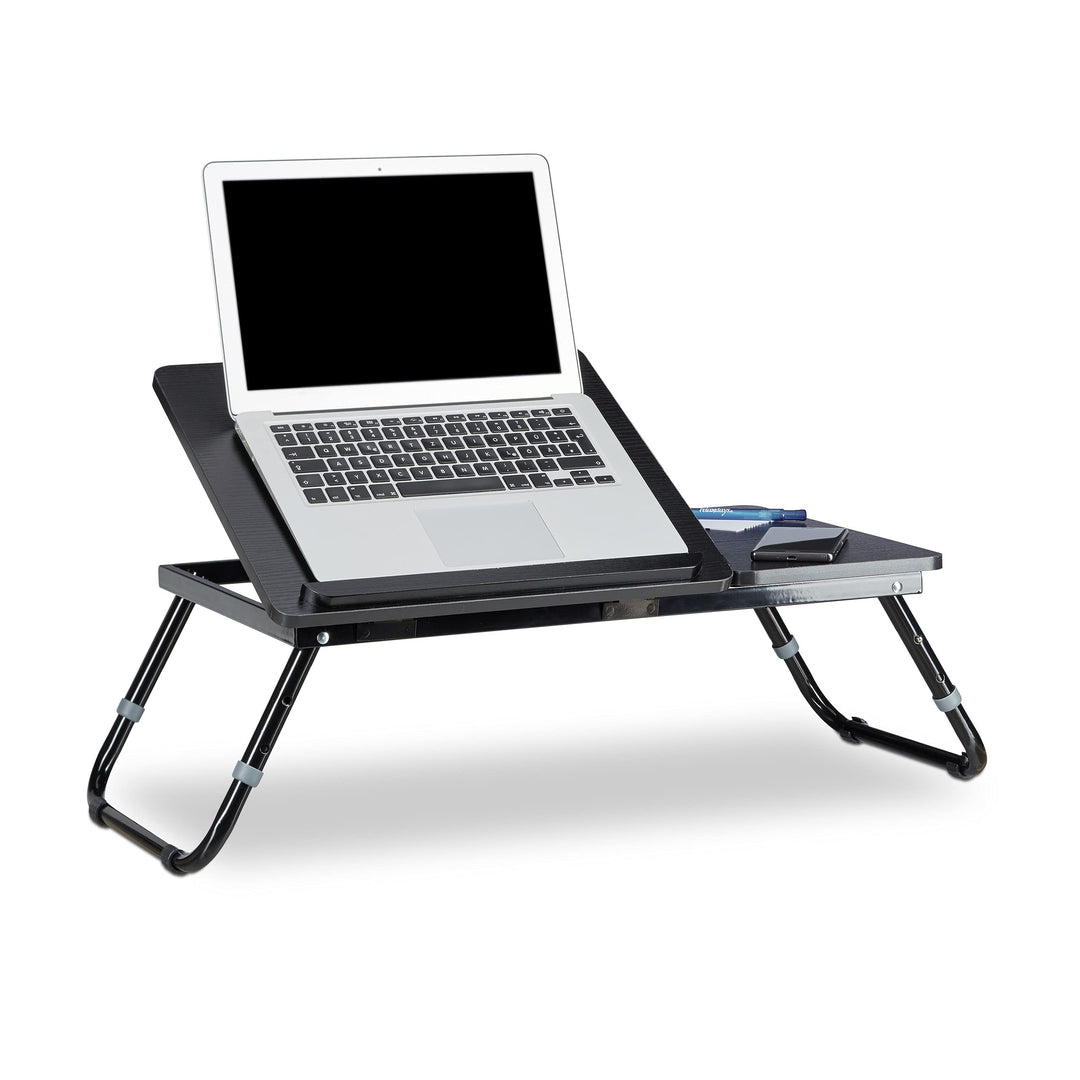 Relaxdays 1 x Laptoptisch fürs Bett, verstellbar, Betttablett klappbar, Leseklappe und Ablage, HxBxT