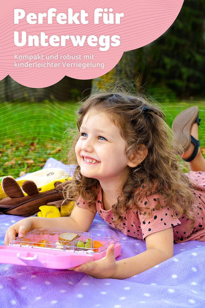 Jarlson® Brotdose Kinder mit Fächern TONI [AUSLAUFSICHER] - Bento Lunchbox mit Trennfächern - Frühst