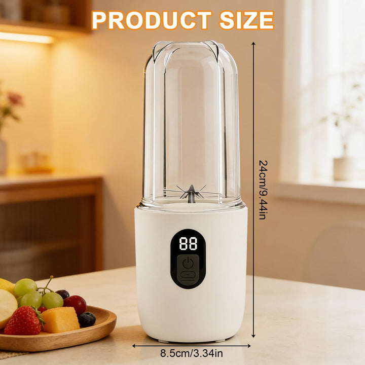 Tragbarer Mixer 500ML, Smoothie Maker to go mit Digitalanzeige & 16-Blatt Klingen Edelstahl, USB Auf