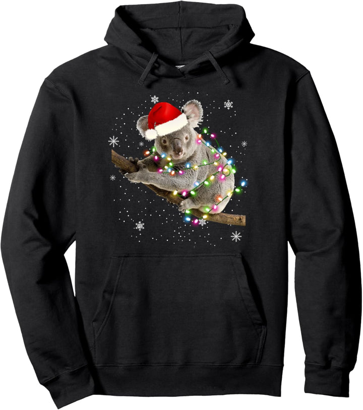 lustige Weihnachtskleidung: koala Faultier Lichterkette Pullover Hoodie