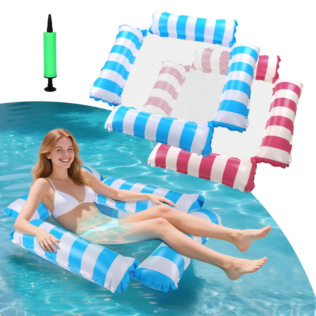 2 Stück 4-in-1-Wasserhängematte,Aufblasbare Pool-Schwimmsitze,Aufblasbares Schwimmbett, Poolzubehör,