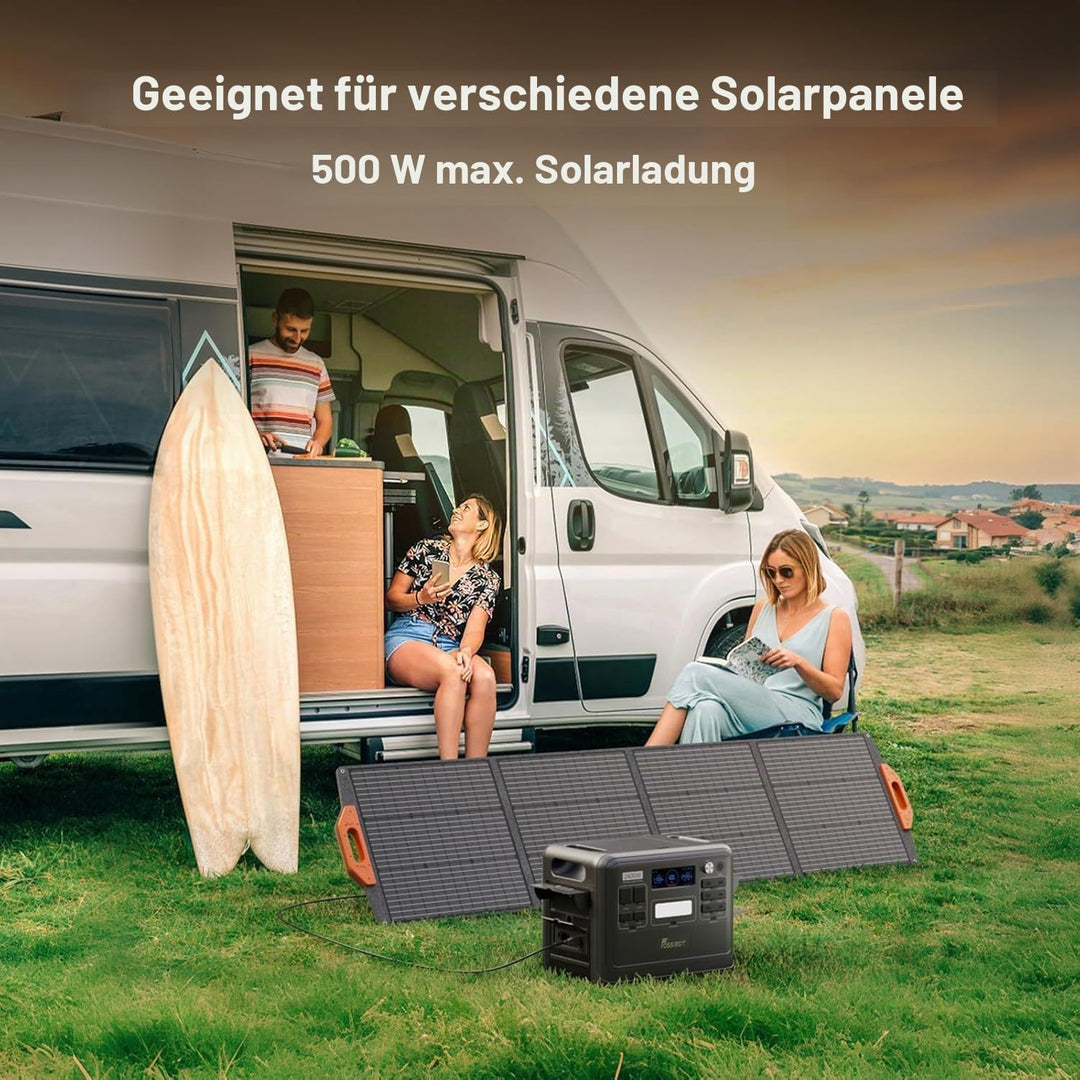 FOSSiBOT F2400 Powerstation mit 200W Solarpanel, Solargenerator 2048Wh LiFePO4 Batterie 230V 2400W 3