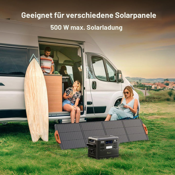 FOSSiBOT F2400 Powerstation mit 200W Solarpanel, Solargenerator 2048Wh LiFePO4 Batterie 230V 2400W 3