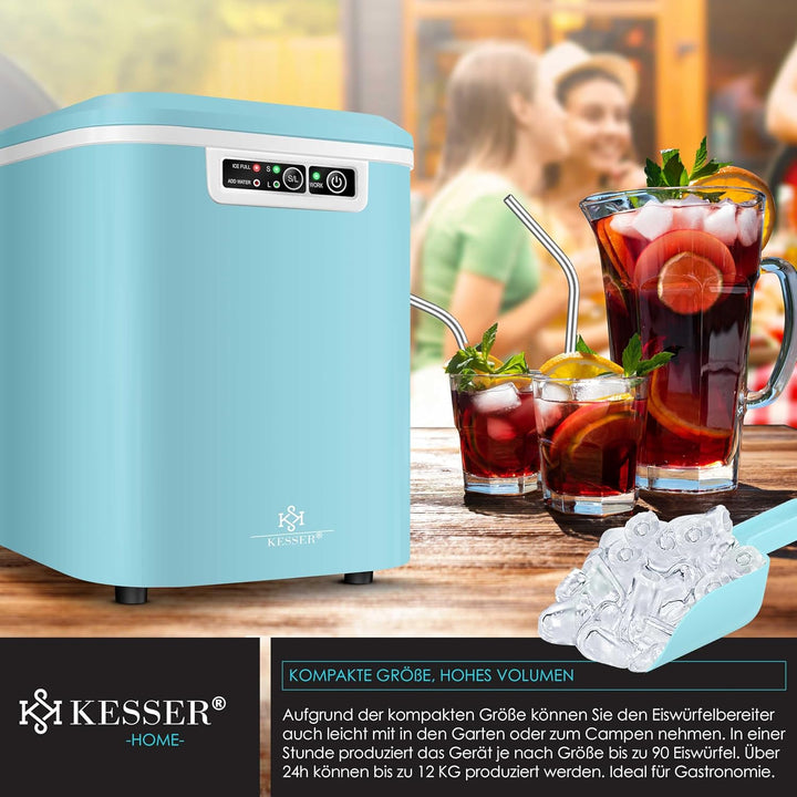 KESSER® Eiswürfelbereiter | Eiswürfelmaschine Edelstahl | Ice Maker | 12 kg 24 h | Zubereitung in 7