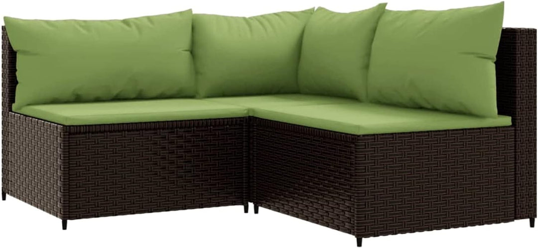 Tidyard 3-TLG. Balkonlounge Set Rattan, Gartensofa Rattansofa Gartenlounge Ecksofa Mittelsofa Sofa m