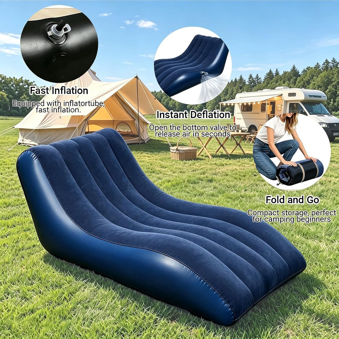 Aufblasbares Sofa, Aufblasbare Couch mit beflockter Oberfläche, Wasserdichtes Luftsofa, Sessel aufbl