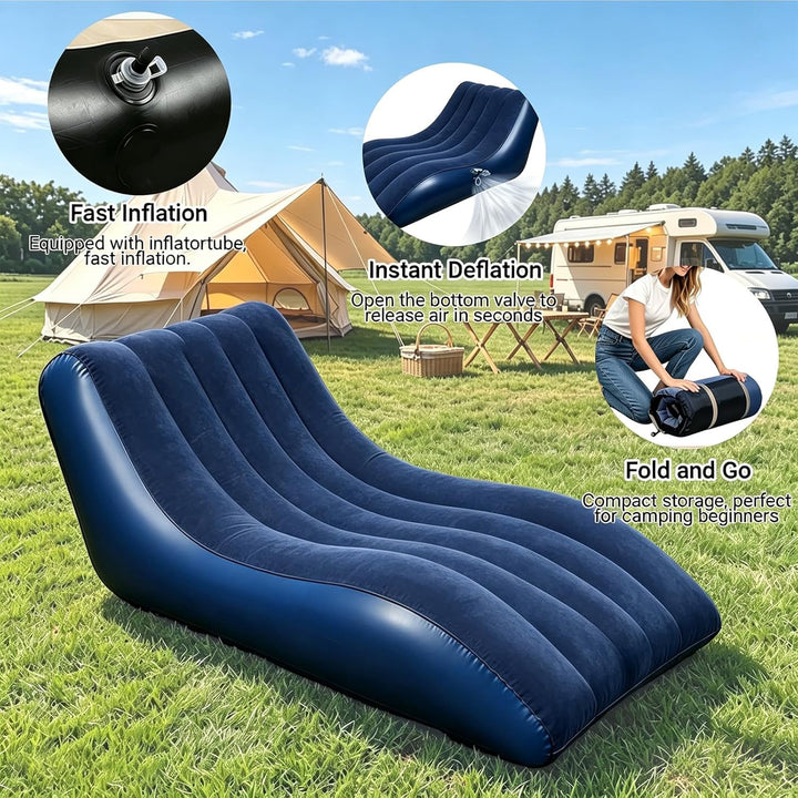 Aufblasbares Sofa, Aufblasbare Couch mit beflockter Oberfläche, Wasserdichtes Luftsofa, Sessel aufbl