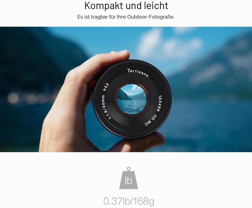 7artisans 50mm F1.8 APS-C Manuelle Fixed Objektiv für Sony E-Mount spiegellose Kamera wie Sony A6500