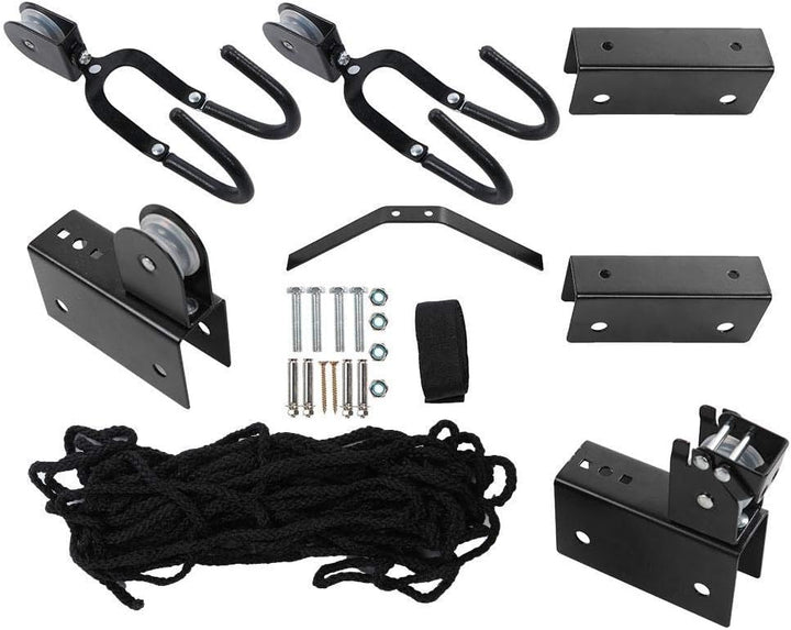 Alomejor Kayak Hoist Lift Hoist System für Kajaks Kanus und Fahrräder Schwarz Finish 125 Pfund Decke