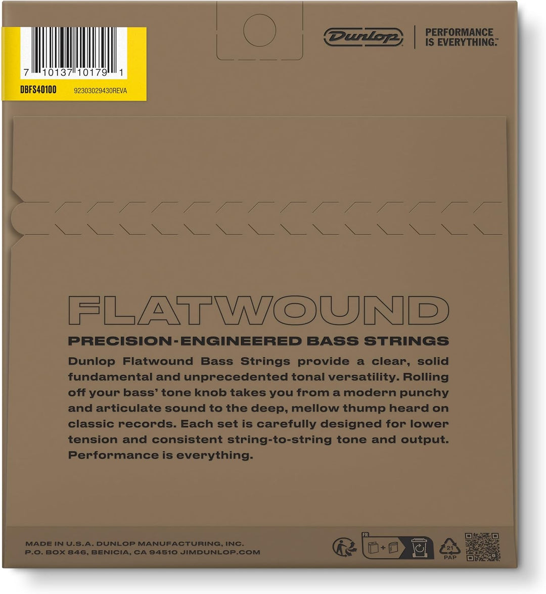 Dunlop DBFS40100 - Bass-Saitensatz - Flachnetze mit langer Mensur 40-100