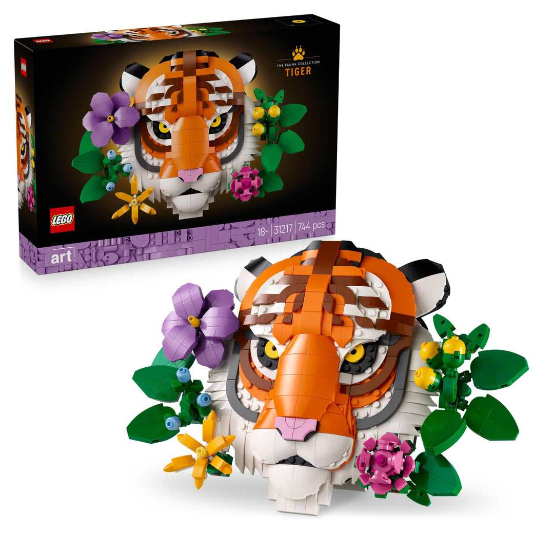 LEGO Fauna Collection - Tiger - Baubares 3D Tiergemälde mit dekorativen Blumen aus Botanicals - DIY