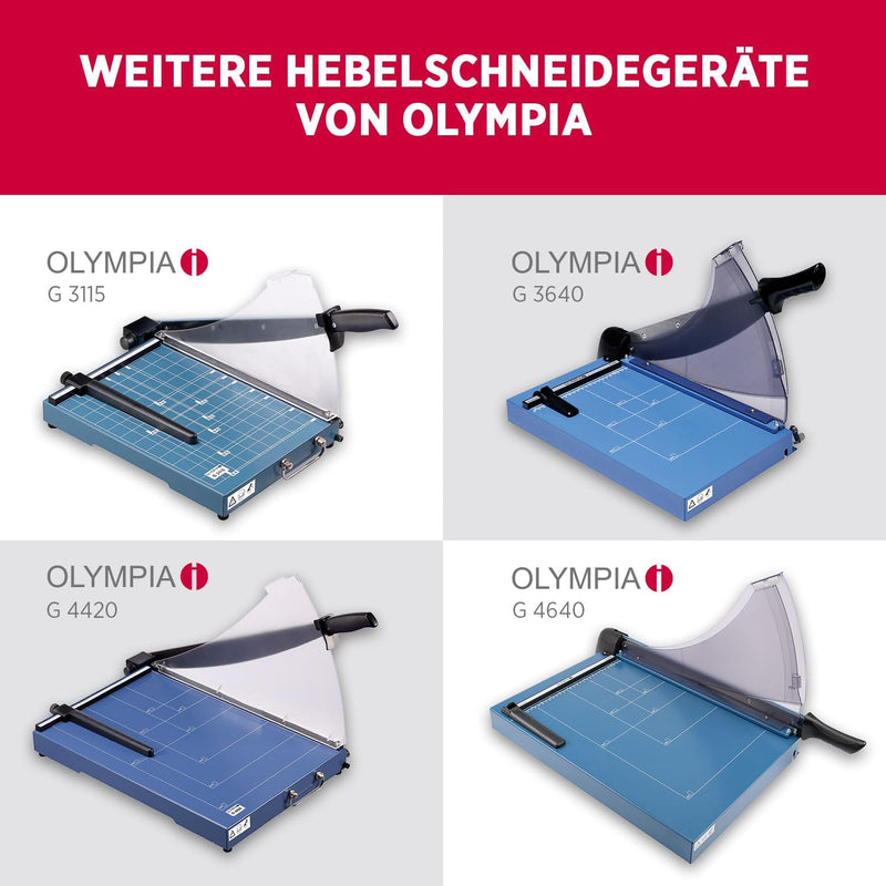 Olympia G 4415 Hebelschneider (für Büro, DIN A3, 15 Blatt, Metallauflage, Papierschneider mit Schnit