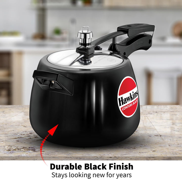 HAWKINS CB40 Harteloxiert Schnellkochtopf, Aluminium, 4 liters, Contura Schwarz 4-Liter, 4-Liter