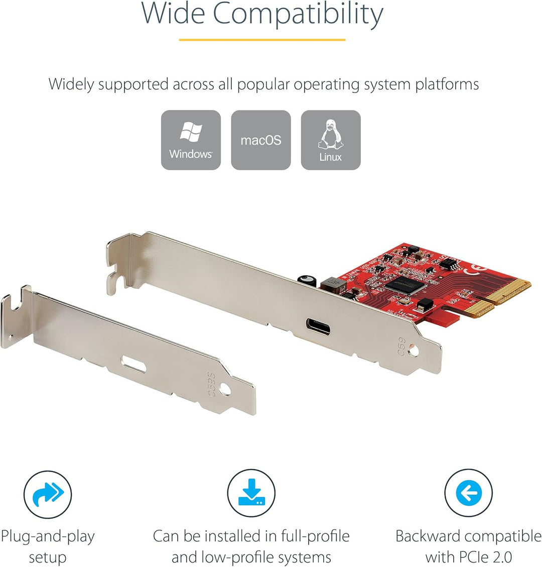 StarTech.com 1-Port USB-C PCIe Adapter - USB-C SuperSpeed 20 Gbit/s PCI Express 3.0 x4 Host Controll