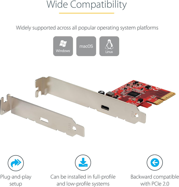 StarTech.com 1-Port USB-C PCIe Adapter - USB-C SuperSpeed 20 Gbit/s PCI Express 3.0 x4 Host Controll
