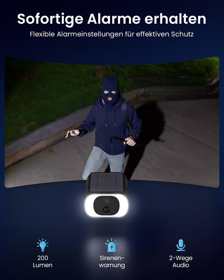 ieGeek 2K Kamera Überwachung Aussen, Integrierte Solarpanel Überwachungskamera Aussen Akku, 2.4Ghz W