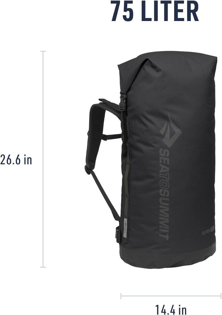 Mochila estanca BIG RIVER 75L negra Jet Black 75 Liter, Jet Black 75 Liter