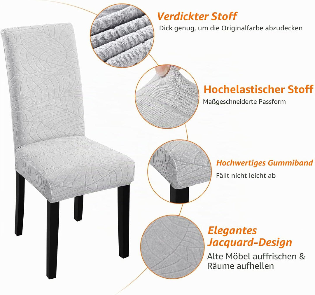 Fuloon Stuhlhussen Jacquard-Blätter,Universal Stretch Stuhlbezug Moderne Stuhlüberzug Elastische Abn