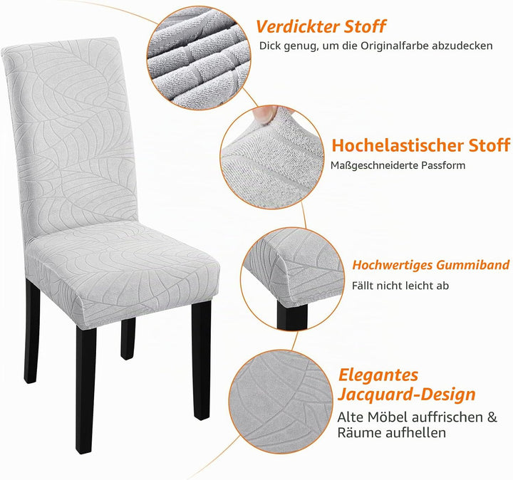 Fuloon Stuhlhussen Jacquard-Blätter,Universal Stretch Stuhlbezug Moderne Stuhlüberzug Elastische Abn
