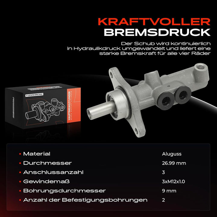Frankberg Hauptbremszylinder Kompatibel mit C.a.y.e.n.n.e 92A 2002-2015 M.u.l.t.i.v.a.n V 7E 7H 2003