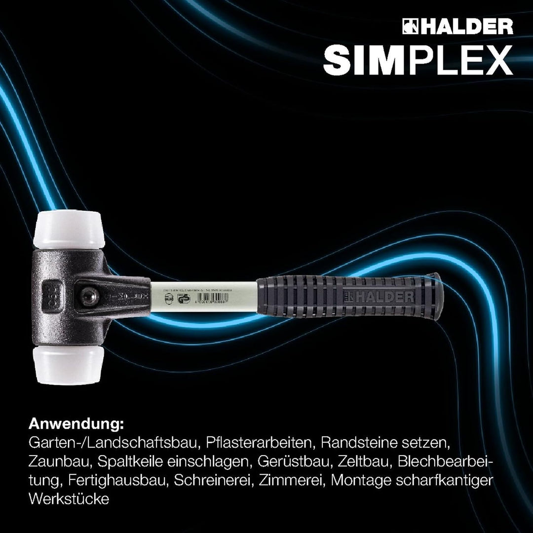 SIMPLEX-Schonhammer, Superplastik; mit verstärktem Tempergussgehäuse und Fiberglasstiel | D=40 mm |