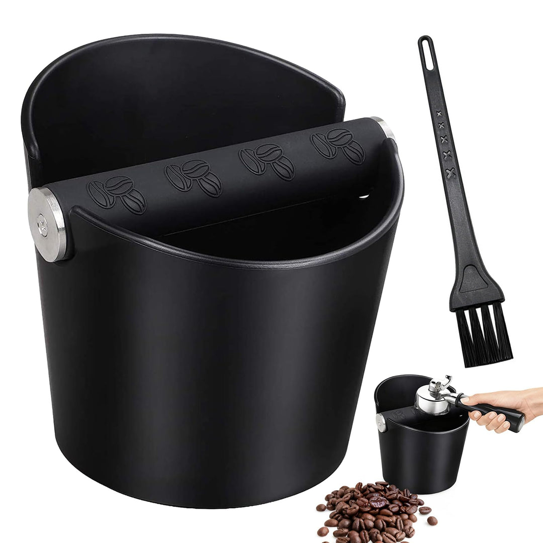 Abklopfbehälter für Siebträger mit Schalldämpfender Klopfstange und Bürste, Knock Box für Kaffeesatz