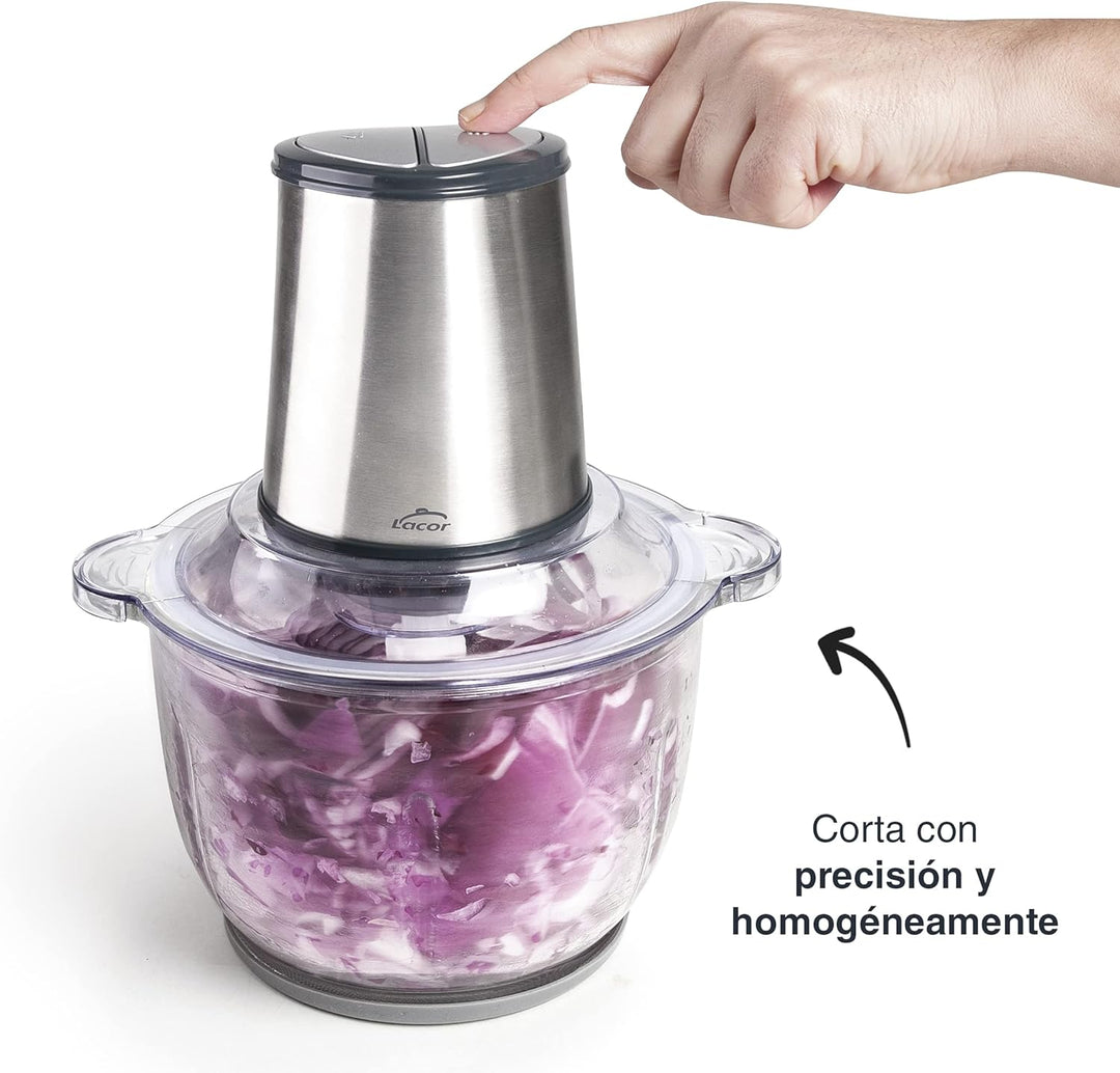 Lacor - 69077 - Automatischer Cutter, Food Chopper, Chopper mit ultra-widerstandsfähigen Klingen, BP