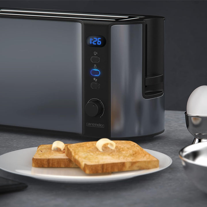 Arendo - Toaster Langschlitz - 2 Scheiben - Defrost Funktion - Wärmeisolierendes Doppelwandgehäuse -