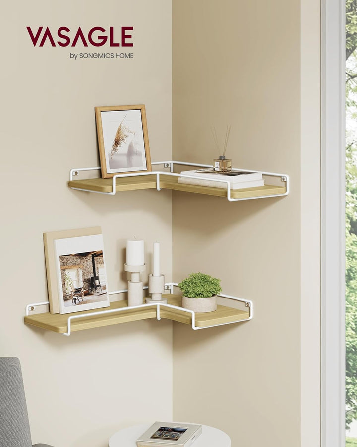 VASAGLE L-förmiges Eckregal, 2er Set, Wandregal, Industrie-Design, für Wohnzimmer, Schlafzimmer, Küc