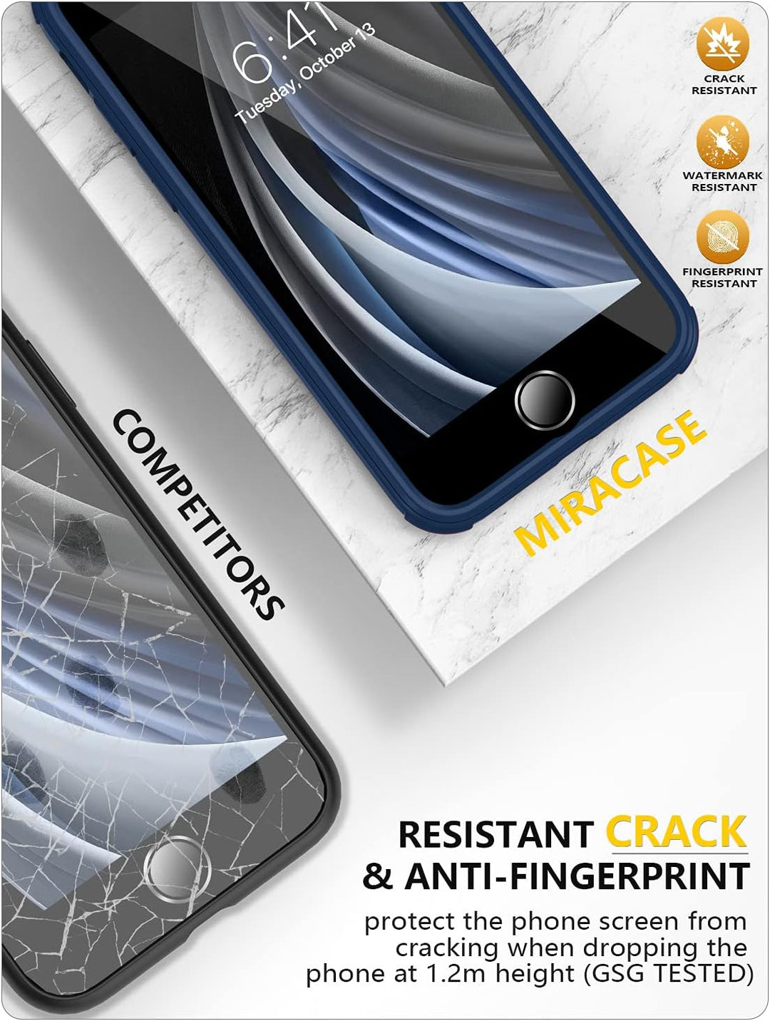 Miracase 360 Grad Hülle kompatibel mit iPhone SE 2022/ SE 2020/ iPhone 8, Ganzkörper Schutzhülle mit