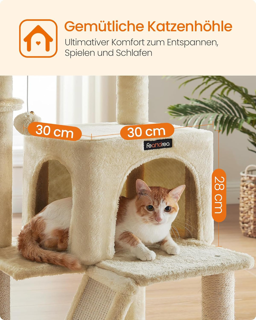 Feandrea Kratzbaum, Katzenbaum mit grosser Plattform, beige PCT51M, beige