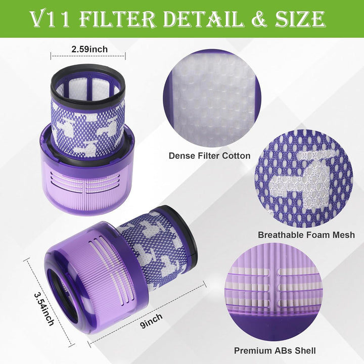 Filter für Dyson V11, 3 Stück Filter für Dyson V15 V11 Absolute, Vakuumfilter Ersatz für Dyson V11 V